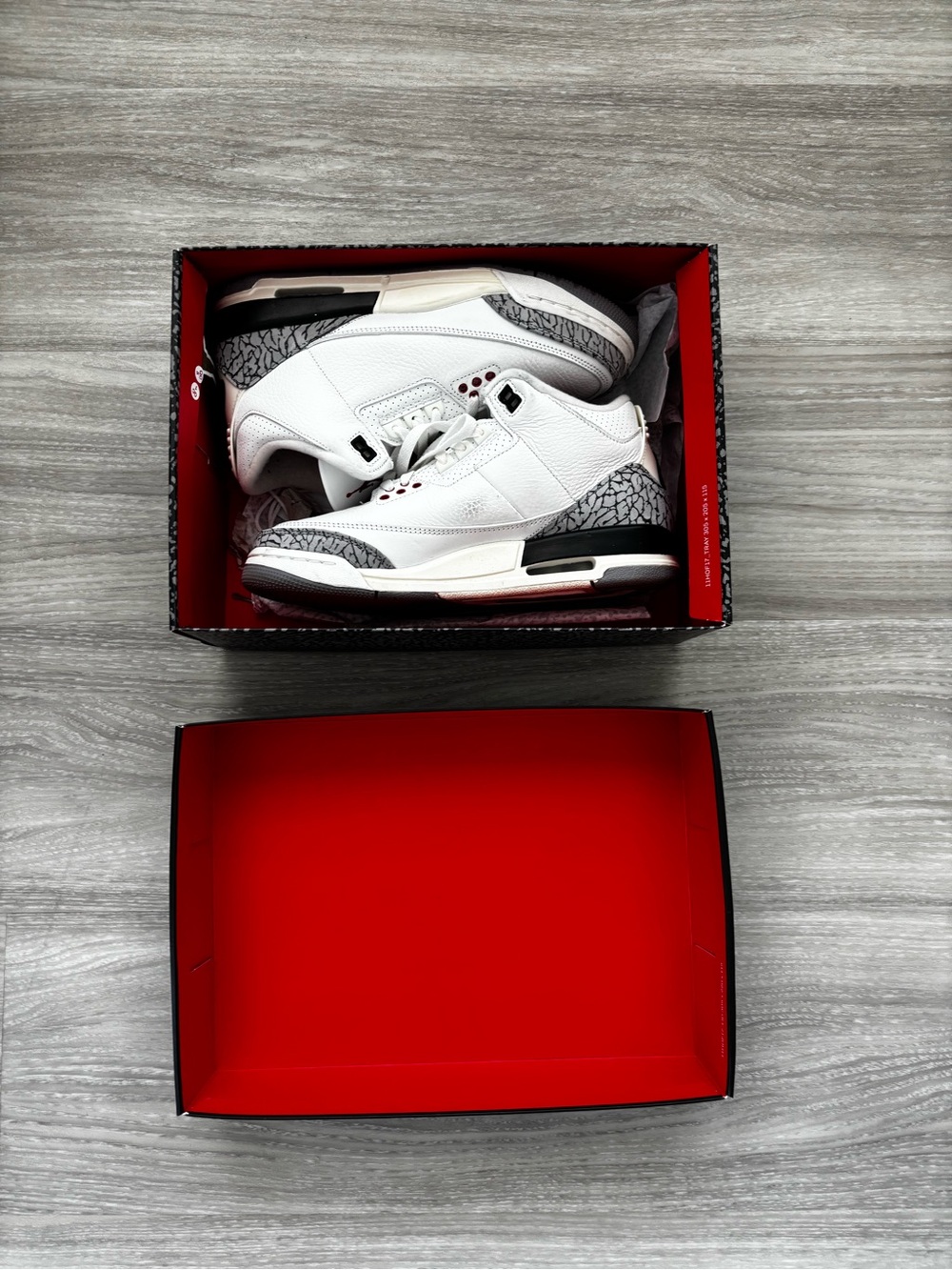 Jordan White and Gray Retro 3 Sneakers